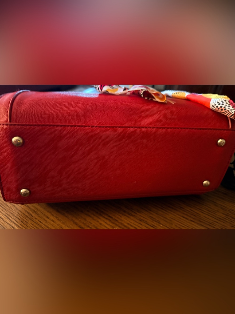 Red Structured Satchel Handbag - Women's Fashion - Picture 4 of 6